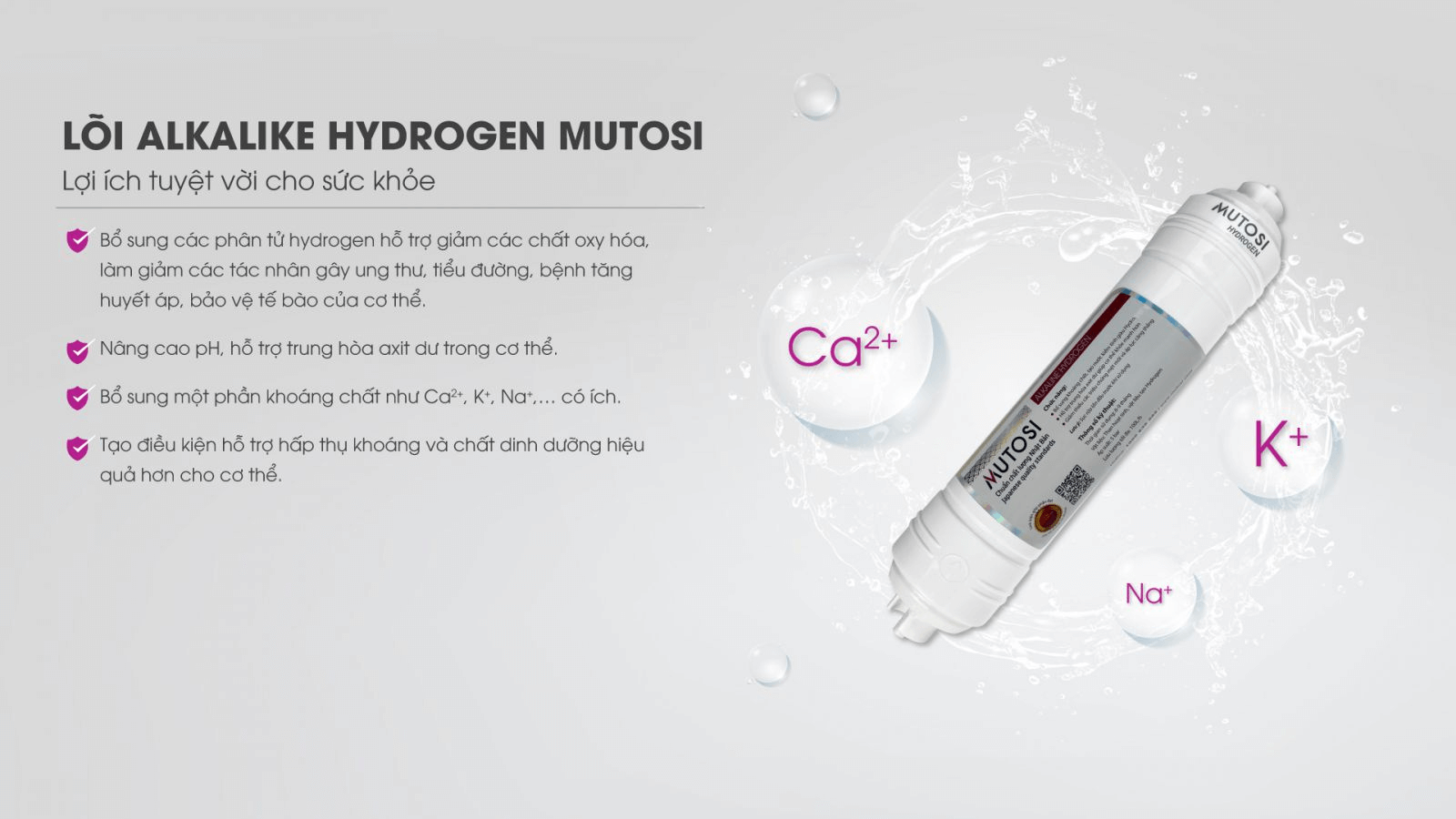Tính năng của lõi lọc hydrogen Mutosi