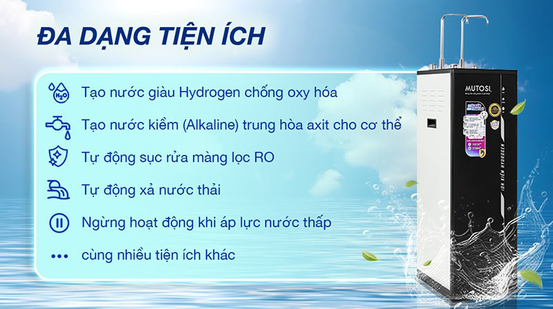 Máy lọc nước RO Mutosi tích hợp công nghệ Alkaline Hydrogen