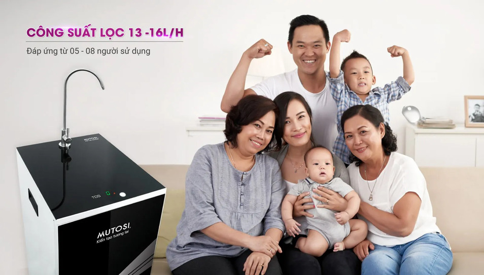 Công suất lọc 15L/H phù hợp với gia đình từ 5 đến 8 người