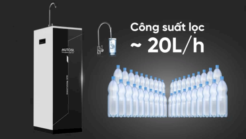 Công suất lọc mạnh mẽ lên đến 20L/h phù hợp với những gia đình đông thành viên