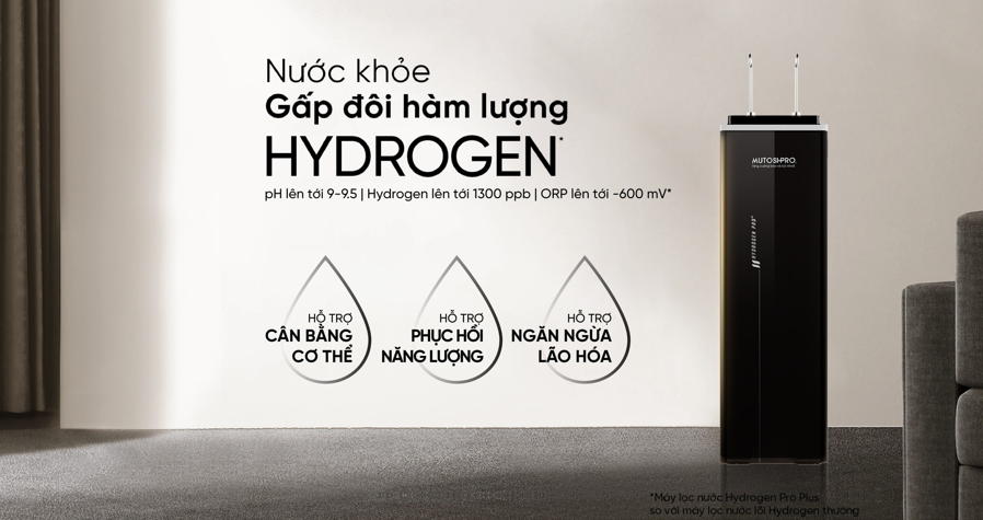 Máy lọc nước Hydrogen ion kiềm của Mutosi tăng gấp đôi hàm lượng Hydrogen so với thông thường