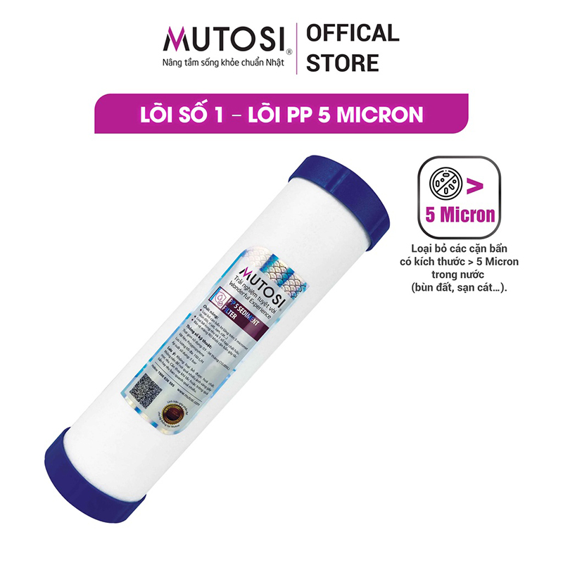 Lõi lọc số 1 PP 5 micron lọc được những vật có kích thước lớn tránh tắc nghẽn màng RO.