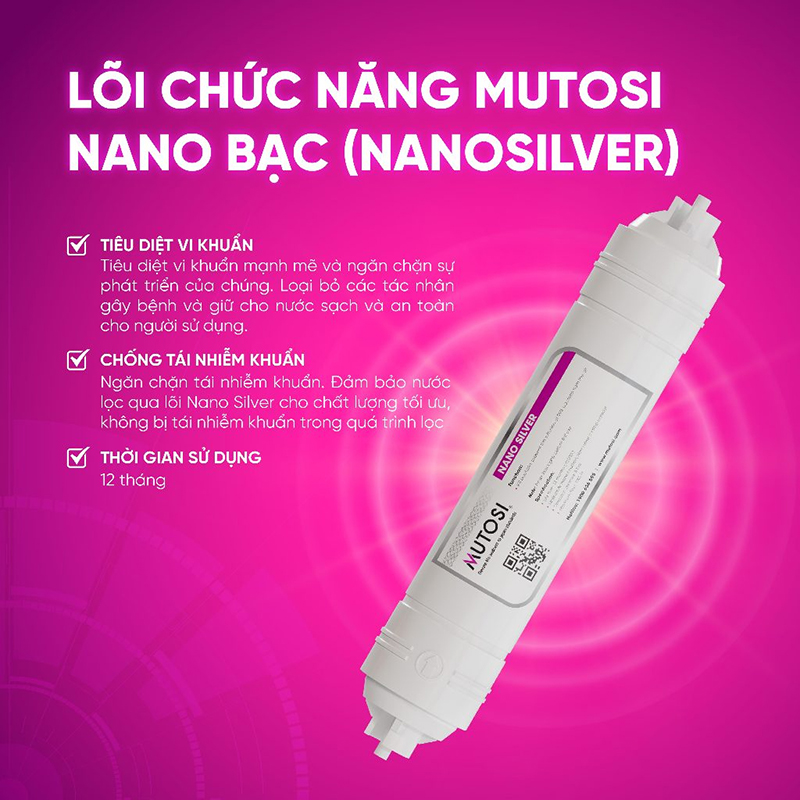 Lõi Nano bạc hoạt động bền bỉ với công suất lọc 40.000 lít nước