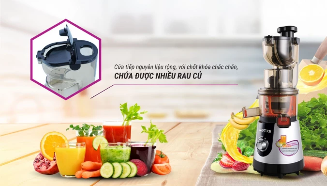 Máy ép chậm MUTOSI MJ-86 ống tiếp nguyên liệu lớn