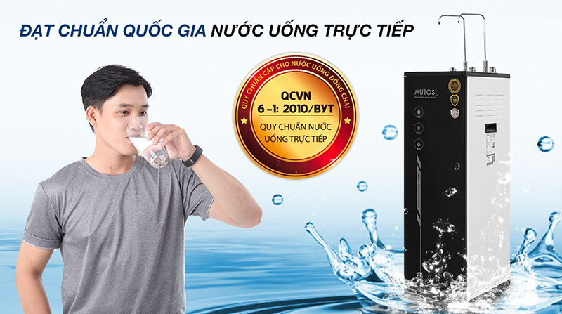 Máy lọc nước nóng lạnh trực tiếp Mutosi đạt chuẩn Quốc Gia về nước uống trực tiếp