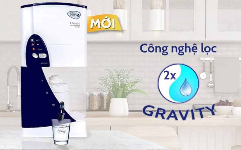 Máy lọc nước Pureit Classic được tích hợp công nghệ lọc Gravity theo tiêu chuẩn Mỹ