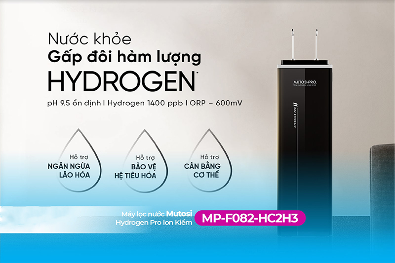 Mutosi Hydrogen Pro Ion Kiềm MP-F082-HC2H3 hỗ trợ cân bằng ion kiềm trong nước ổn định