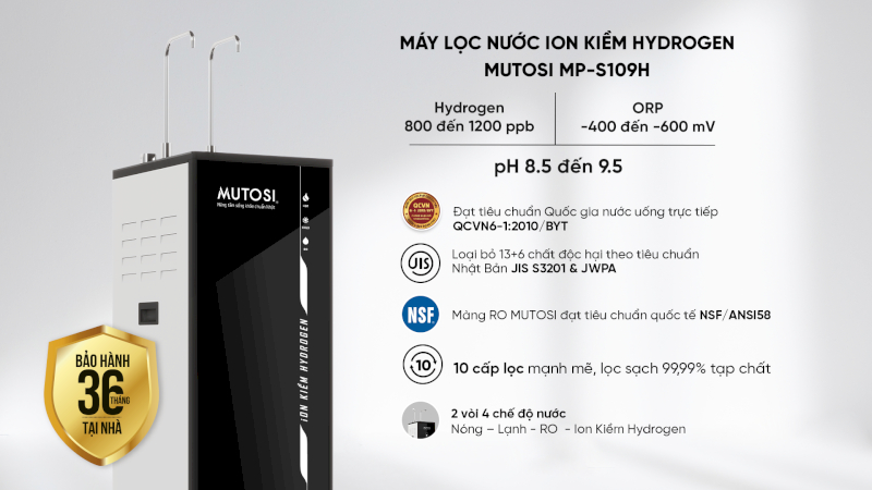 Nguồn nước sau lọc của máy lọc nước Hydrogen MP-S109H sạch tinh khiết và tốt cho sức khỏe