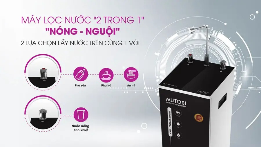 Sắc màu trung tính của máy lọc nước Mutosi cho phép bạn đặt được trong nhiều không gian gia đình khác nhau